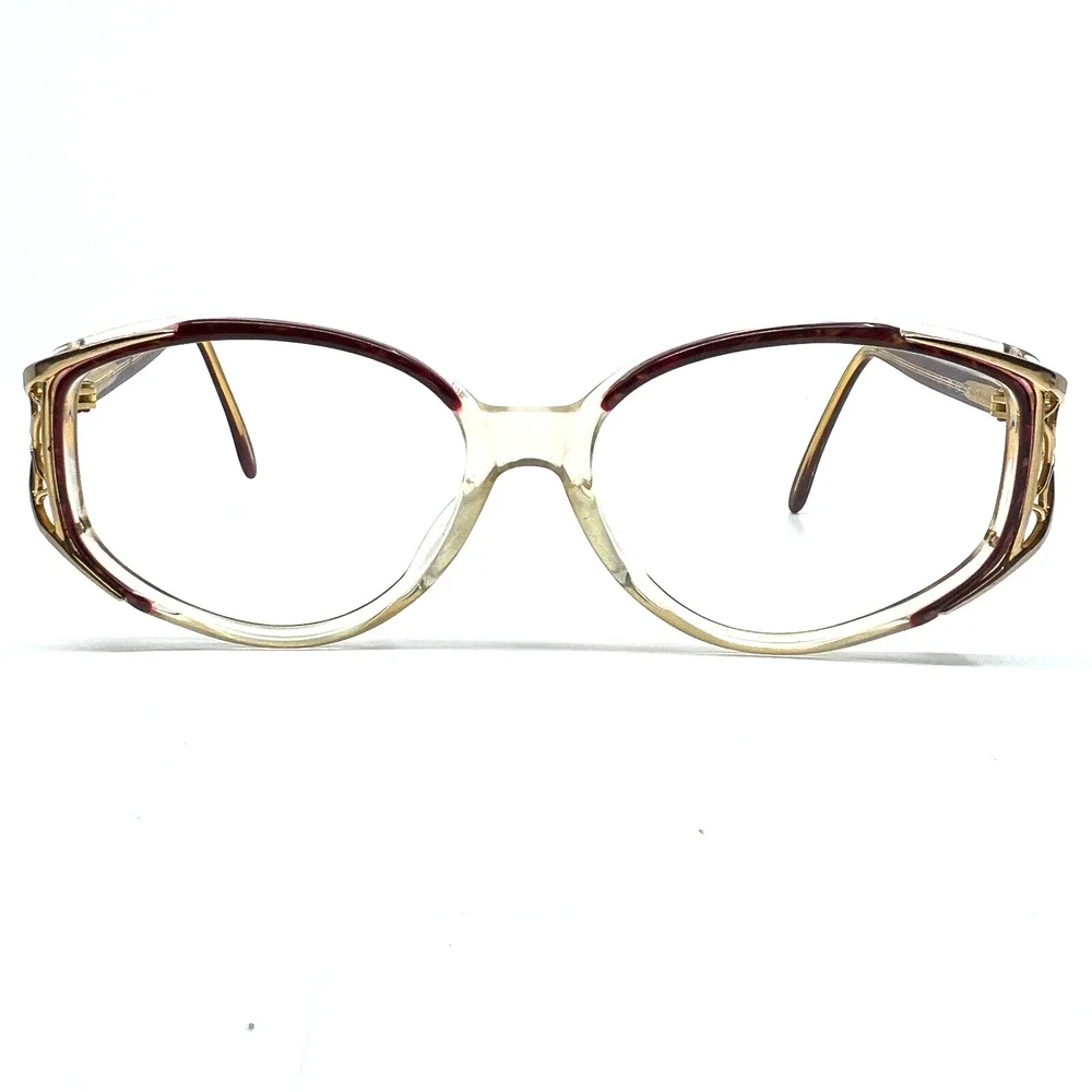 GMV Eyeglasses Frames Vintage‎ 80's Round Clear Red 54-16-130 H8777